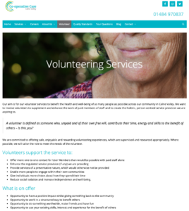 Volunteer information page on valleycare.coop